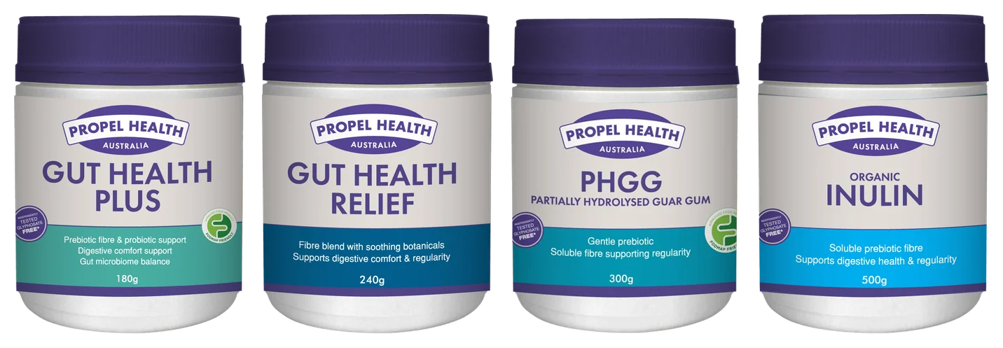 Digestive health supplements Australia: Gut Health Plus, gut health powder, PHGG and organic inulin