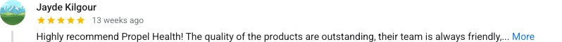 Google review of Propel Health Australia by Jayde Kilgour, 5 stars